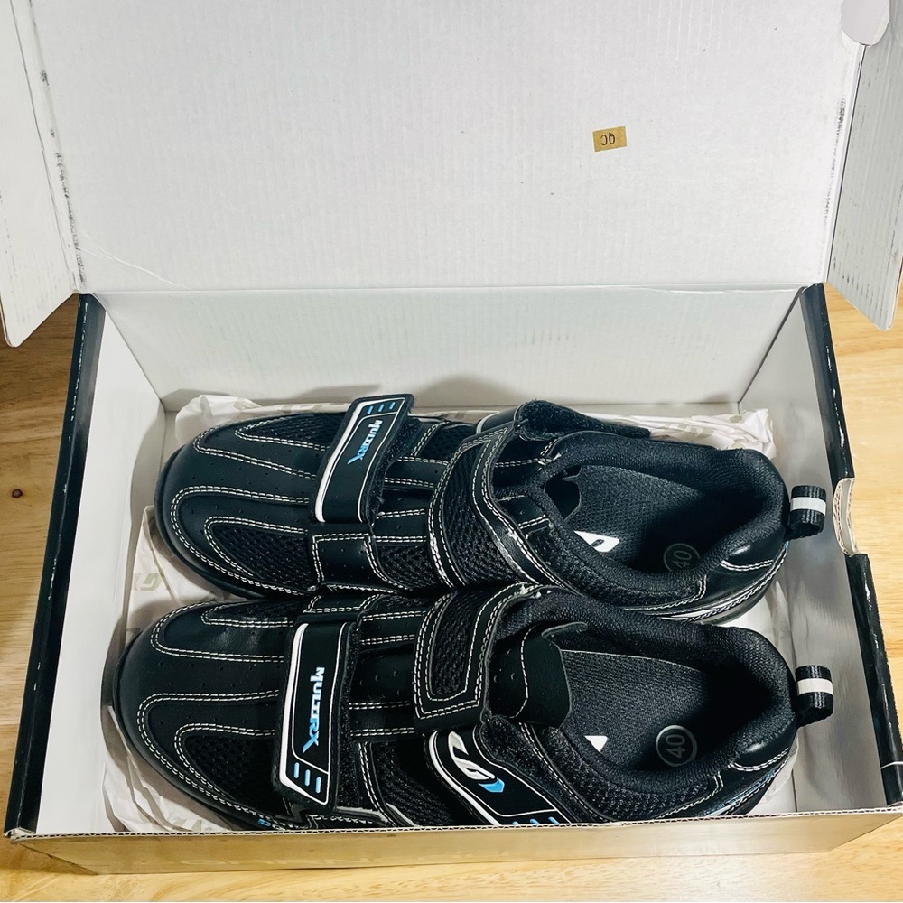 Louis Garneau Women Cycling Shoes Black/Blue LG Ergo Grip Size 8.5 Euro …